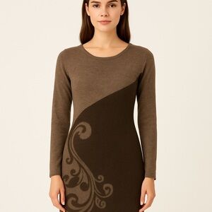 Chic Long Sleeve Brown Dress